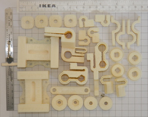 Printed parts on a 150x190x70 plate